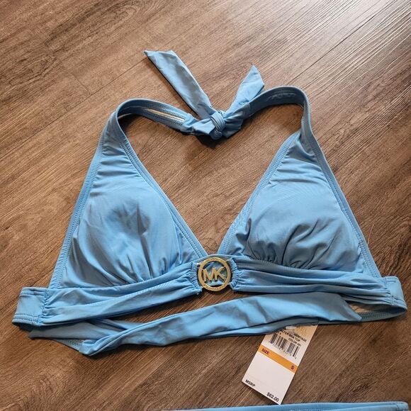 Michael Michael Kors Logo Halter Bikini Swim Top and bottom HERITAGE-Small - Picture 3 of 6
